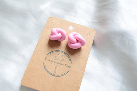 Polymer Clay Pastel Pink Chunky Knot Studs