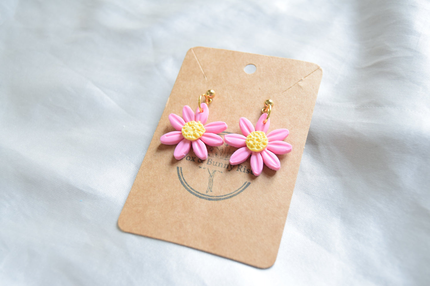 Polymer Clay Pastel Pink Daisy Dangles