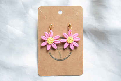 Polymer Clay Pastel Pink Daisy Dangles