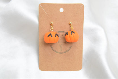 Spooky Pumpkin Polymer Clay Earrings