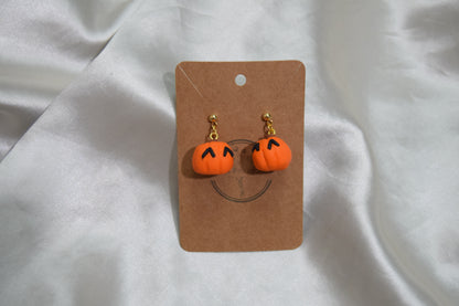 Spooky Pumpkin Polymer Clay Earrings