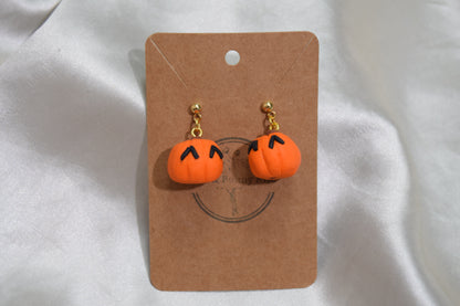 Spooky Pumpkin Polymer Clay Earrings