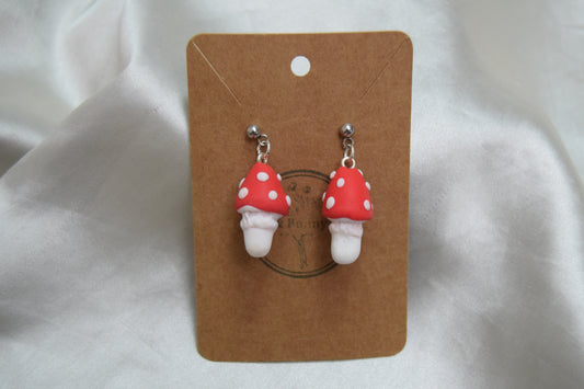 Fly Agaric Polymer Clay Earrings - Big