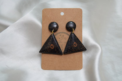 Halloween Spider Triangle Polymer Clay Dangles