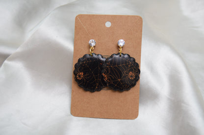 Halloween Spider Polymer Clay Dangles with Cubic Zirconia
