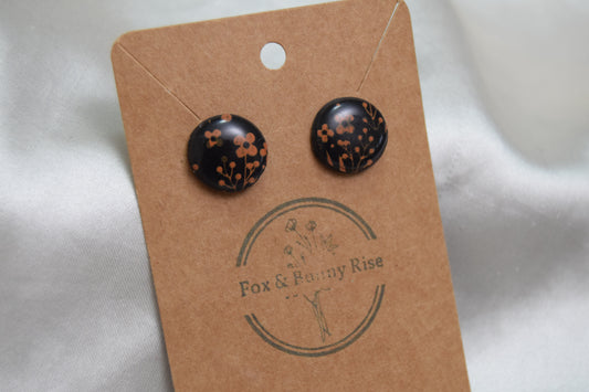 Orange Flower Halloween Studs