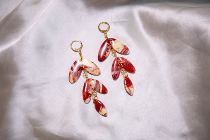 Polymer Clay Glossy Marble Leaf Earrings