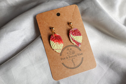 Marble Autumnal Leaf Earrings