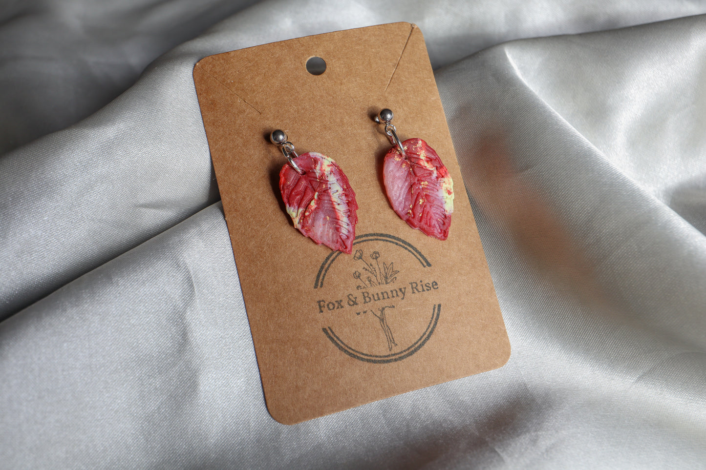 Marble Autumnal Leaf Earrings