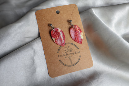 Marble Autumnal Leaf Earrings