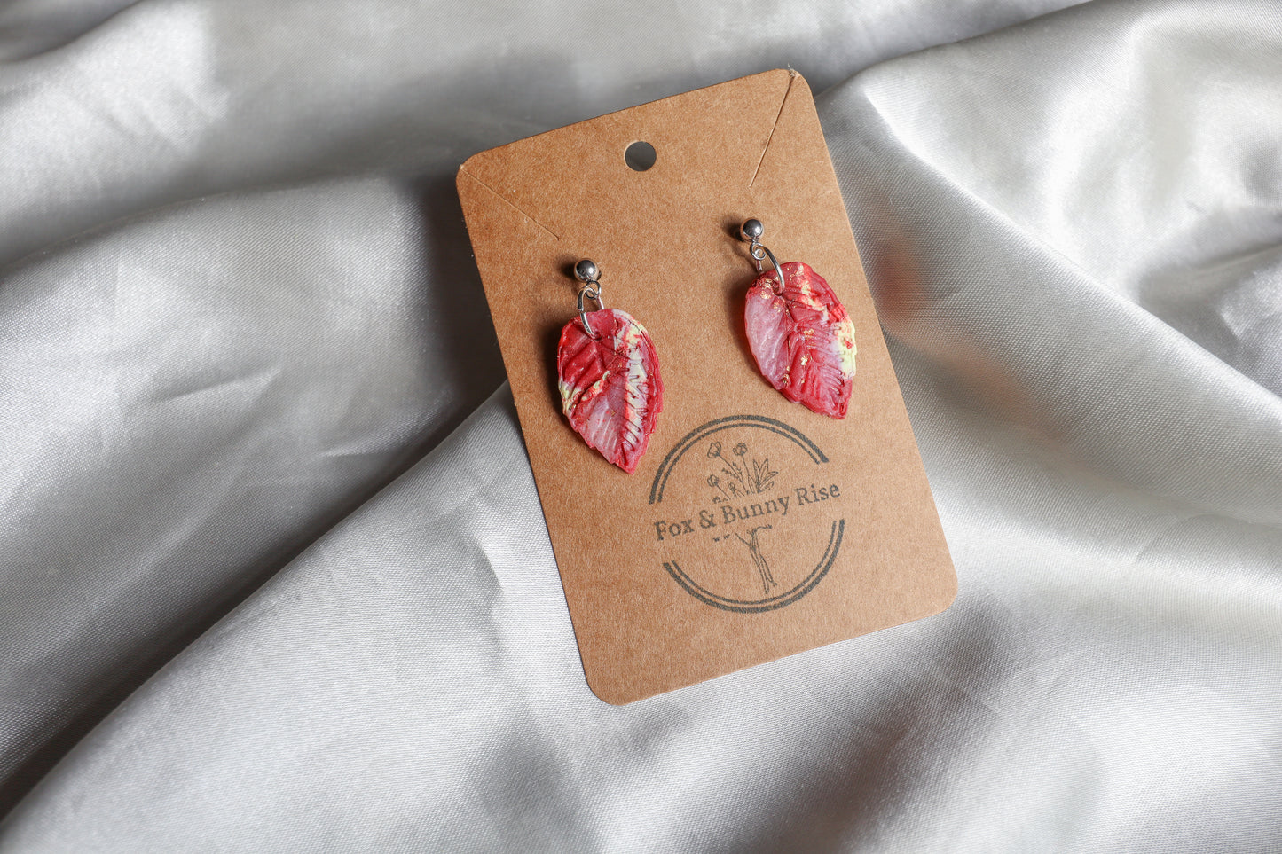 Marble Autumnal Leaf Earrings