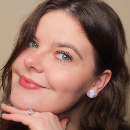 Braided Baby Blue Mitten Stud Earrings