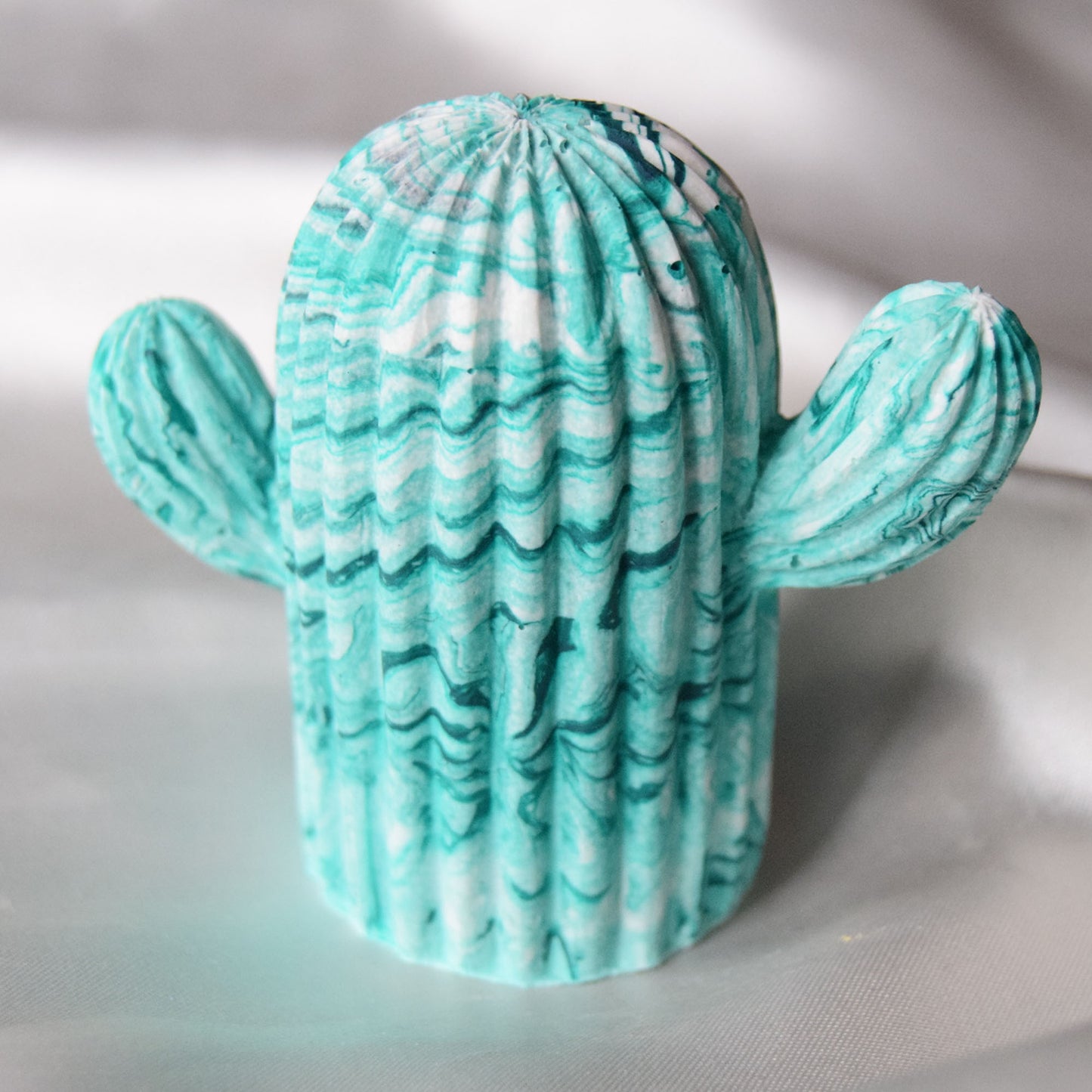 Dawn Jesmonite Cactus - Green Swirls